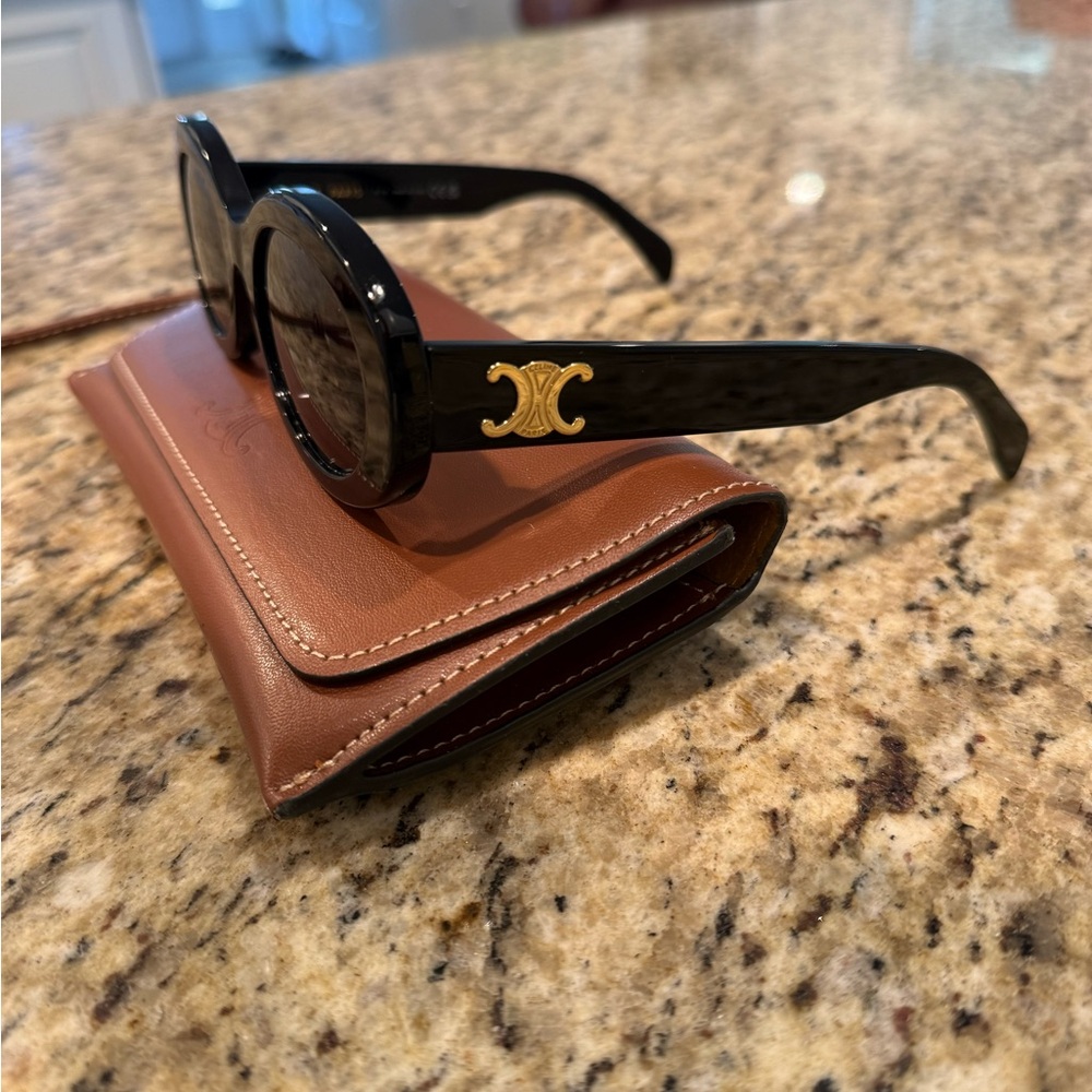 Celine Black Sunglasses with Gold Accents